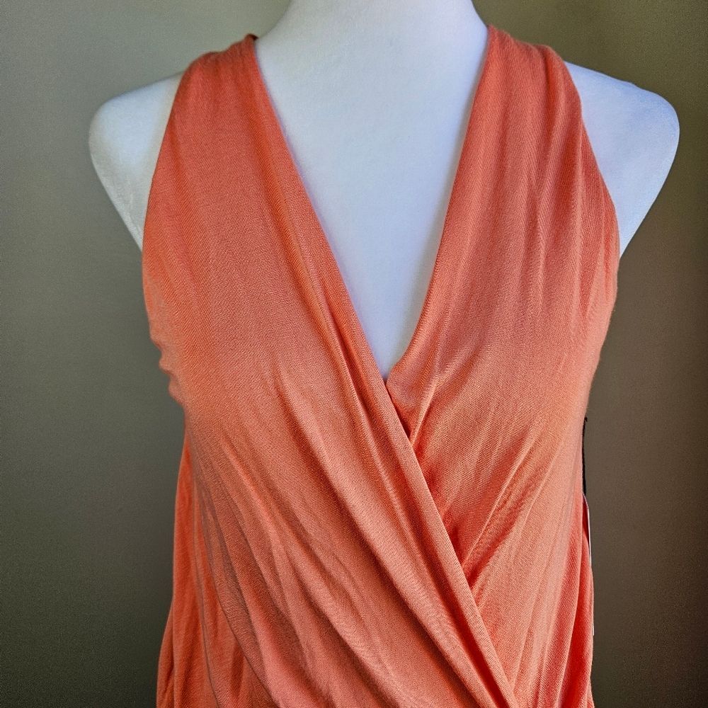 Bailey 44 New Dimension Coral Wrap Mini Dress Womens Small Ruffle Tie Summer NWT - Picture 4 of 7